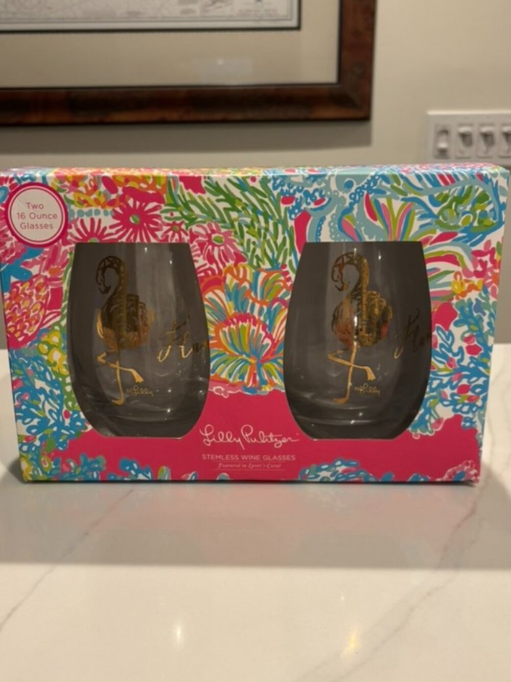 Lilly Pulitzer Exotic Garden Stemless Wine Glasses